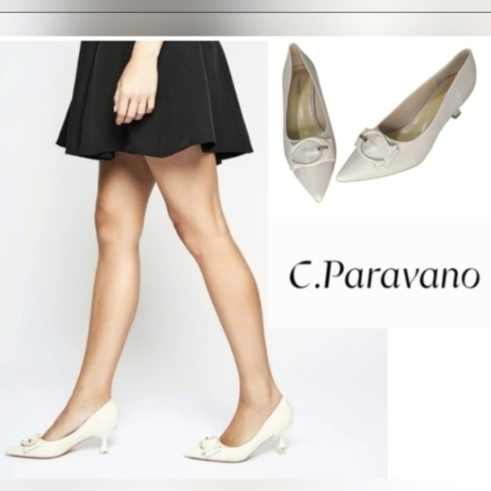 C. Paravano “Olivia” C Buckle Pointed Toe Leather Pumps – 42 EU / 11.5 US – 2.1"